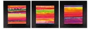 Quadro Viste (3 parti) - Astrazioni colorate con paesaggi e effetto cornice