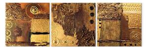 Quadro moderno Astrazione (3 parti) - geometria astratta nelle tonalità del marrone