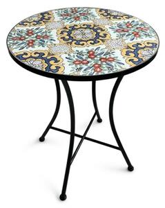 Set Bistrot Tavolo Maioliche D60xH75 Con 2 Sedie Pieghevoli Fiorarte