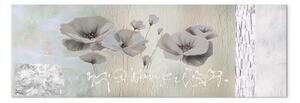 Quadro contemporaneo Papaveri - Natura in tonalità di grigio con fiori e scritte