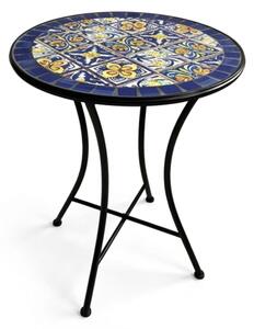 Set Bistrot Tavolo Maioliche D60xH75 Con 2 Sedie Pieghevoli Genziana