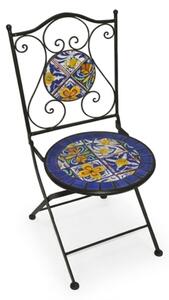 Set Bistrot Tavolo Maioliche D60xH75 Con 2 Sedie Pieghevoli Genziana