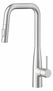 Miscelatore Lavello Cucina Con Doccino Estraibile In Ottone Smooth Acciaio Spazzolato
