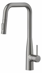 Miscelatore Lavello Cucina Con Doccino Estraibile In Ottone Smooth Grigio Spazzolato