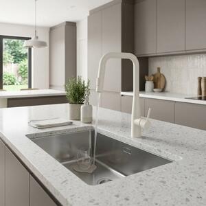 Miscelatore Lavello Cucina Con Doccino Estraibile In Ottone Smooth Bianco Opaco