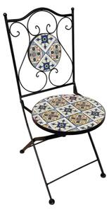 Set Bistrot Tavolo Maioliche D60xH75 Con 2 Sedie Pieghevoli Fiocco