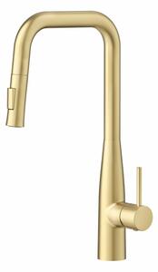 Miscelatore Lavello Cucina Con Doccino Estraibile In Ottone Smooth Oro Spazzolato