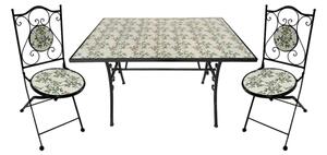 Set Da Pranzo Tavolo Maioliche Rettangolare 120x80 Con 2 Sedie Pieghevoli Flora