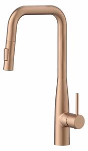 Miscelatore Lavello Cucina Con Doccino Estraibile In Ottone Smooth Oro Rosa Spazzolato