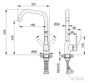 Miscelatore Lavello Cucina Cromato Canna Alta Tati Karag
