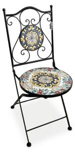Set Bistrot Tavolo Maioliche D60xH75 Con 2 Sedie Pieghevoli Fiorarte