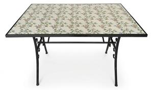 Set Da Pranzo Tavolo Maioliche Rettangolare 120x80 Con 2 Sedie Pieghevoli Flora