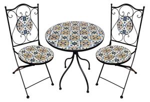 Set Bistrot Tavolo Maioliche D60xH75 Con 2 Sedie Pieghevoli Fiocco