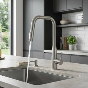 Miscelatore Lavello Cucina Con Doccino Estraibile In Ottone Smooth Acciaio Spazzolato