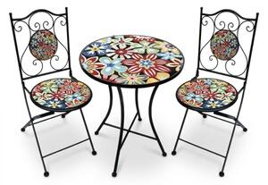 Set Bistrot Tavolo Maioliche D60xH75 Con 2 Sedie Pieghevoli Allegria