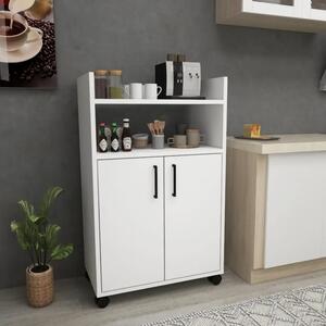 Mobile Multiuso Bagno/Cucina 2 Ante 60x35x92 Con Rotelle Lukas Bianco