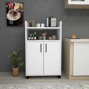 Mobile Multiuso Bagno/Cucina 2 Ante 60x35x92 Con Rotelle Lukas Bianco