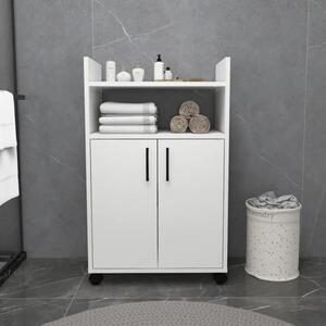 Mobile Multiuso Bagno/Cucina 2 Ante 60x35x92 Con Rotelle Lukas Bianco