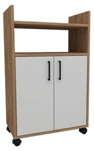 Mobile Multiuso Bagno/Cucina 2 Ante 60x35x92 Con Rotelle Lukas Rovere E Bianco