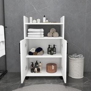 Mobile Multiuso Bagno/Cucina 2 Ante 60x35x92 Con Rotelle Lukas Bianco