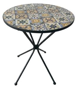 Set Bistrot Tavolo Maioliche Tondo 60 Cm Con 2 Sedie Pieghevoli Amalfi