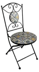 Set Bistrot Tavolo Maioliche Tondo 60 Cm Con 2 Sedie Pieghevoli Amalfi