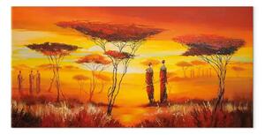 Quadro su tela Tramonto in Africa: magia di luci e ombre II