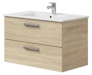Mobile Da Bagno Sospeso 80 Cm 2 Cassetti Con Lavabo Nexa Rovere Canadian