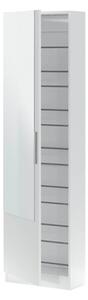 Scarpiera 1 Anta Con Specchio 50x22x180 Cm 16 Paia Kristal Bianco Artik