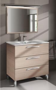 Mobile Bagno 80 Cm 3 Cassetti Con Lavabo E Specchio Athena Rovere