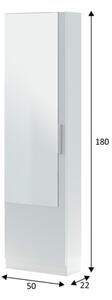 Scarpiera 1 Anta Con Specchio 50x22x180 Cm 16 Paia Kristal Bianco Artik