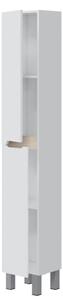 Colonna Da Bagno 2 Ante 30x25x182 Cm Con Piedini Lea Bianco Lucido