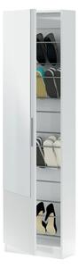 Scarpiera 1 Anta Con Specchio 50x22x180 Cm 16 Paia Kristal Bianco Artik
