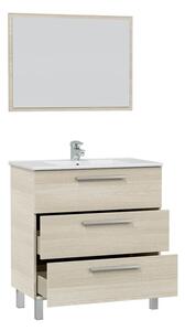 Mobile Bagno 80 Cm 3 Cassetti Con Lavabo E Specchio Athena Rovere