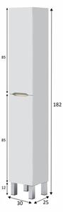 Colonna Da Bagno 2 Ante 30x25x182 Cm Con Piedini Lea Bianco Lucido