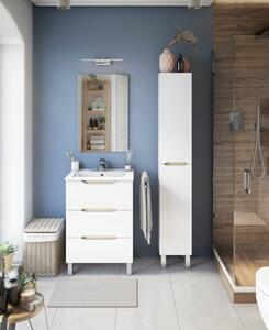 Colonna Da Bagno 2 Ante 30x25x182 Cm Con Piedini Lea Bianco Lucido