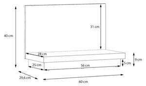 Base Per Mensola Lewis 60x30x40 Cm Effetto Legno Rovere Valencia Secret Grey