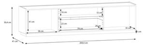 Mobile TV Da Terra 200 Cm 2 Ante 2 Cassetti Rovere Valencia E Secret Grey Lewis
