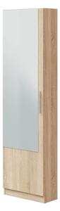 Scarpiera 1 Anta Con Specchio 50x22x180 Cm 16 Paia Kristal Rovere Canadian