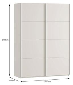 Armadio Guardaroba 2 Ante Scorrevoli Con Barra Appendiabiti Sofi Beige