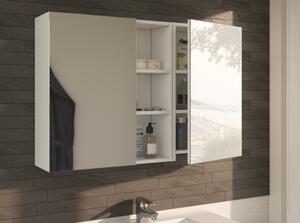 Specchiera Da Bagno 40 Cm 1 Anta Con Ripiani Modulare Bianco Lucido
