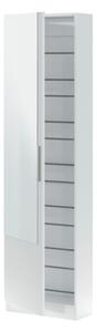 Scarpiera 1 Anta Con Specchio 50x22x180 Cm 16 Paia Kristal Bianco Artik