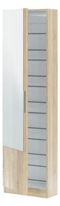Scarpiera 1 Anta Con Specchio 50x22x180 Cm 16 Paia Kristal Rovere Canadian