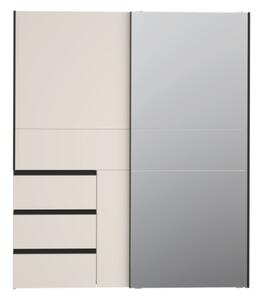 Armadio Guardaroba Scorrevole Con Specchio 170x60x200 Cm 3 Cassetti Winn Sabbia