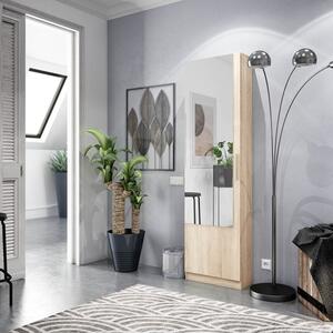 Scarpiera 1 Anta Con Specchio 50x22x180 Cm 16 Paia Kristal Rovere Canadian
