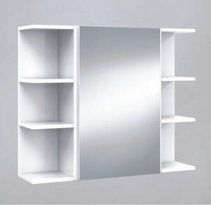 Specchiera Da Bagno 40 Cm 1 Anta Con Ripiani Modulare Bianco Lucido