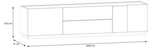 Mobile TV Da Terra 200 Cm 2 Ante 2 Cassetti Rovere Valencia E Secret Grey Lewis
