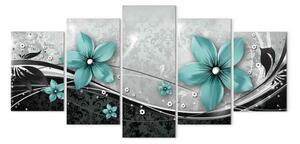 Quadro Turchese fiore di notte