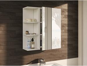 Specchiera Da Bagno 40 Cm 1 Anta Con Ripiani Modulare Bianco Lucido
