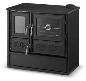 Cucina A Legna In Acciaio E Ghisa Leonora Nera 9 kW 4 Stelle